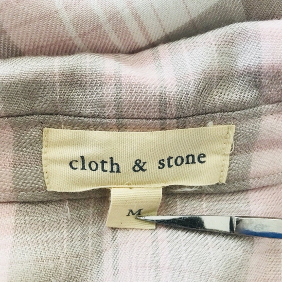 Cloth & Stone Anthropologie Pink Grey Plaid Tunic - Picture 5 of 7
